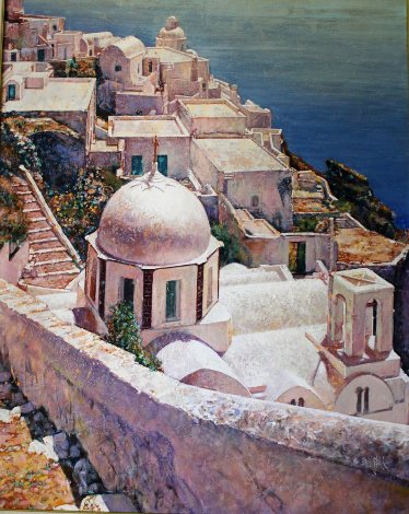 Santorini-Midi 1991  62x50 Huge - Greece Original Painting - Jaro Slavko