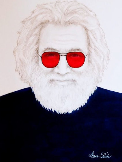 Untitled Portrait Of Jerry Garcia 2009 37x31 By Grace Slick