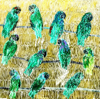 Lavender Amazons 2010 48x48 Original Painting - Hunt Slonem Lavender Amazons 2010 48x48 Original Painting - Hunt Slonem