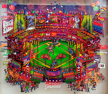 Bottom of the Ninth 3-D 1997 21x21 Original Painting - Susannah MacDonald Bottom of the Ninth 3-D 1997 21x21 Original Painting - Susannah MacDonald