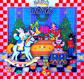 Baby\'s First Toys 2001 3-D 12x12 Original Painting - Susannah MacDonald Baby\'s First Toys 2001 3-D 12x12 Original Painting - Susannah MacDonald