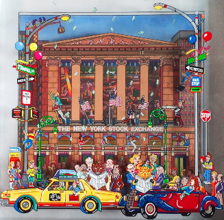 New York Stock Exchange 3-D 1997 25x25 Original Painting - Susannah MacDonald New York Stock Exchange 3-D 1997 25x25 Original Painting - Susannah MacDonald