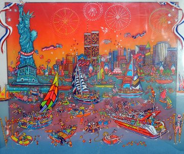 Fourth of July in the Harbor 3-D 1998 17x22 New York Original Painting - Susannah MacDonald Fourth of July in the Harbor 3-D 1998 17x22 New York Original Painting - Susannah MacDonald
