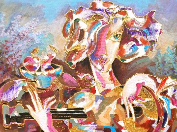 Lady With Guitar 2020 40x30 Huge Original Painting - Igor Smirnov Lady With Guitar 2020 40x30 Huge Original Painting - Igor Smirnov
