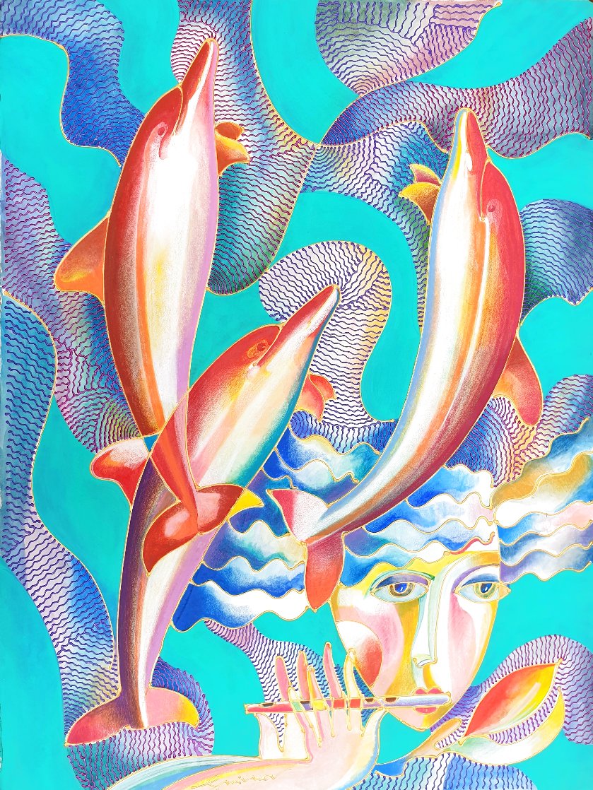 Dance of Dolphins Original 2012 30x22 Works on Paper (not prints) by Igor Smirnov Dance of Dolphins Original 2012 30x22 Works on Paper (not prints) by Igor Smirnov