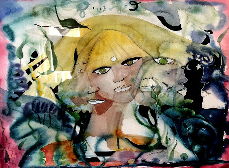 Self Portrait - Eyes Opened 1983 22x30 Watercolor - Andrea Smith