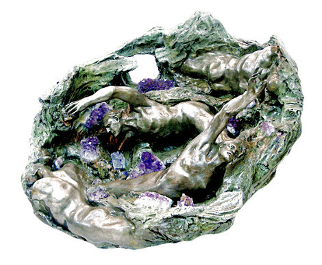 Amethyst Geode Central Bronze Sculpture 2005 26 in Sculpture - M. L. Snowden