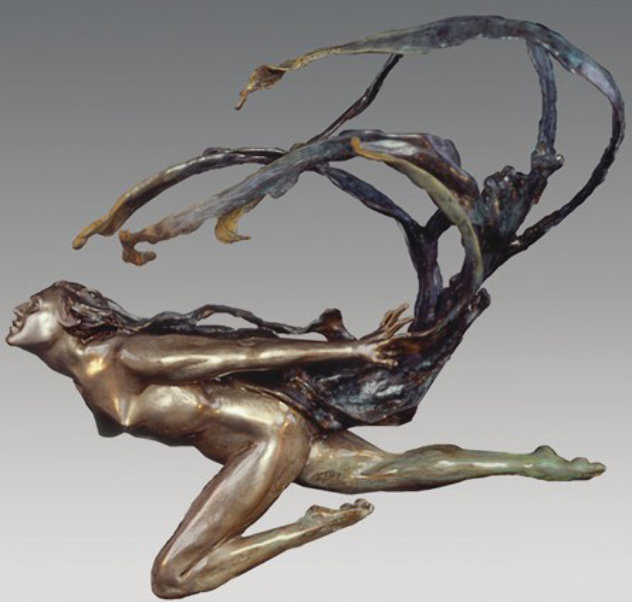 Wind Scarf Bronze Sculpture 25 in Sculpture by M. L. Snowden