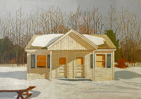 Winter Cabin 12x14 Original Painting - Robert Solotaire