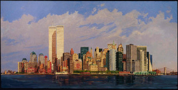 Manhattan Island 1998 40x80 New York Mural Original Painting - Robert Solotaire Manhattan Island 1998 40x80 New York Mural Original Painting - Robert Solotaire
