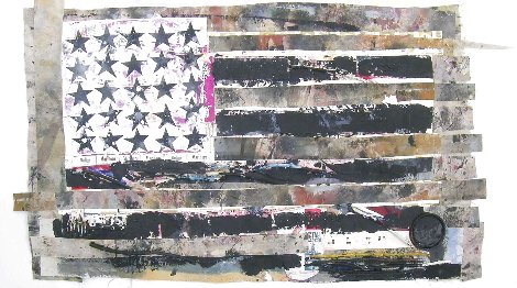 Flag Collage #1 2015 28x39 Original Painting - Stephen J. Sotnick