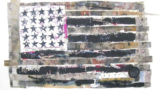 Flag Collage #1 2015 28x39 Original Painting by Stephen J. Sotnick