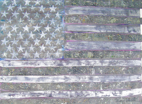 Silver American Flag # 5 2015 25x33 Original Painting - Stephen J. Sotnick