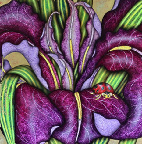 Fall  (Purple Iris) 2006 38x38 Original Painting - Luis Sottil