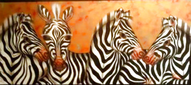 Zebras 2000 50x70 Huge - Mural Size Original Painting by Luis Sottil