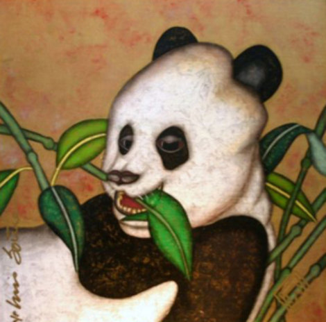 Charisma B. Panda 39x39 Original Painting - Luis Sottil