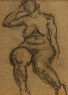Seated Nude 1935 30x25 Works on Paper (not prints) by Raphael Soyer - 0 Seated Nude 1935 30x25 Works on Paper (not prints) by Raphael Soyer - 0