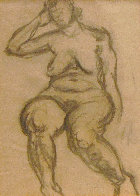 Seated Nude 1935 30x25 Works on Paper (not prints) by Raphael Soyer - 2 Seated Nude 1935 30x25 Works on Paper (not prints) by Raphael Soyer - 2