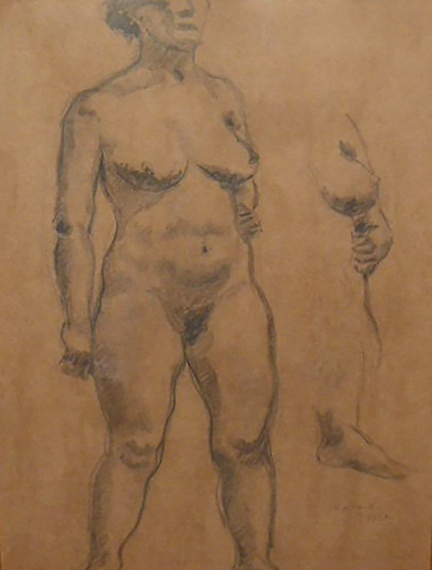 Standing Nude 1935 30x25 Works on Paper (not prints) by Raphael Soyer