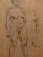 Standing Nude 1935 30x25 Works on Paper (not prints) by Raphael Soyer - 0