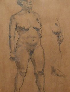 Standing Nude 1935 30x25 Works on Paper (not prints) - Raphael Soyer Standing Nude 1935 30x25 Works on Paper (not prints) - Raphael Soyer