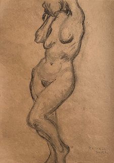 Nude Drawing From the Artist Sketchbook 1935 24x19 Works on Paper (not prints) - Raphael Soyer Nude Drawing From the Artist Sketchbook 1935 24x19 Works on Paper (not prints) - Raphael Soyer