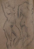 Double Sided Drawing of Nudes 1930 30x25 Drawing by Raphael Soyer - 1 Double Sided Drawing of Nudes 1930 30x25 Drawing by Raphael Soyer - 1