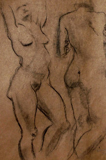 Double Sided Drawing of Nudes 1930 30x25 Drawing - Raphael Soyer
