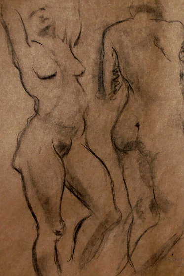 Double Sided Drawing of Nudes 1930 30x25 Drawing by Raphael Soyer Double Sided Drawing of Nudes 1930 30x25 Drawing by Raphael Soyer