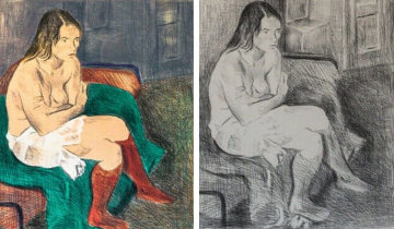 Woman in Red Stockings, Portfolio of 2 Lithographs 1979 Limited Edition Print - Raphael Soyer Woman in Red Stockings, Portfolio of 2 Lithographs 1979 Limited Edition Print - Raphael Soyer
