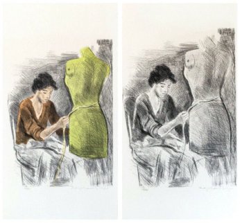 Seamstress II Portfolio 1979 Set of 2 Limited Edition Print - Raphael Soyer Seamstress II Portfolio 1979 Set of 2 Limited Edition Print - Raphael Soyer