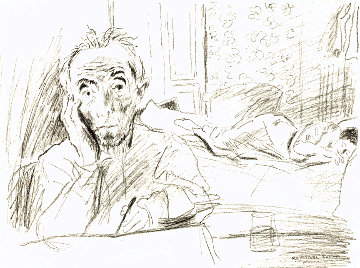 Self-Portrait With Wife 1967 Limited Edition Print - Raphael Soyer Self-Portrait With Wife 1967 Limited Edition Print - Raphael Soyer