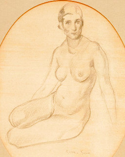 Untitled Portrait of a Nude 14x11 Drawing - Raphael Soyer