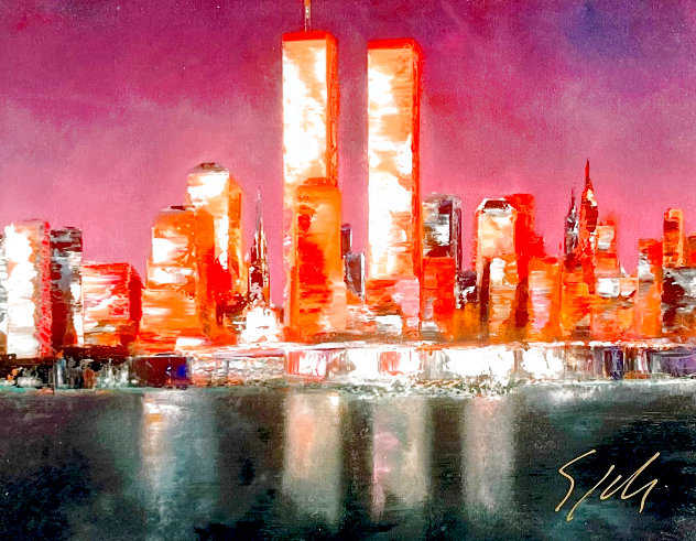New York La Nuit - Twin Towers NYC Limited Edition Print by Victor Spahn