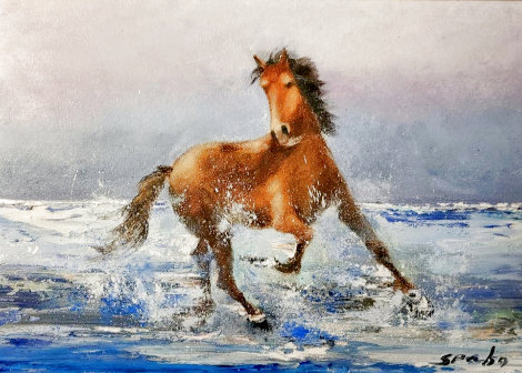Playing in the Waves 2014 25x29 Original Painting - Victor Spahn