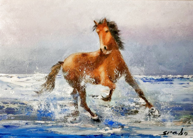 Playing in the Waves 2014 25x29 Original Painting by Victor Spahn