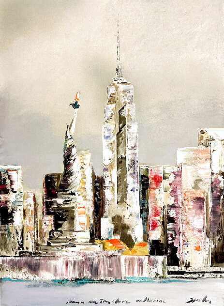 Untitled New York Cityscape 2007 32x25 Original Painting by Victor Spahn