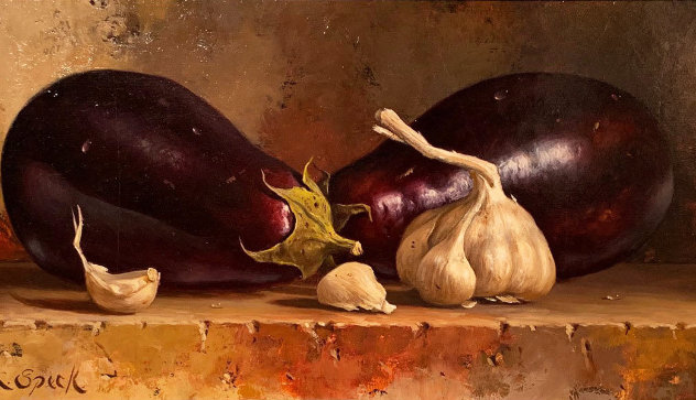 Eggplants 1995 14x20 Original Painting by Loran Speck