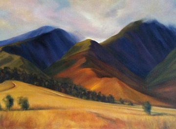Last Cane Fields of Lahaina 2002 32x52 Original Painting - Janet Spreiter Last Cane Fields of Lahaina 2002 32x52 Original Painting - Janet Spreiter
