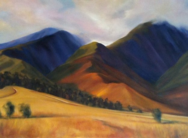 Last Cane Fields of Lahaina 2002 32x52 Original Painting by Janet Spreiter Last Cane Fields of Lahaina 2002 32x52 Original Painting by Janet Spreiter