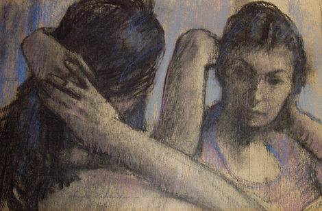 Untitled Couple 1968 21x27 Original Painting - Sierk Schroder