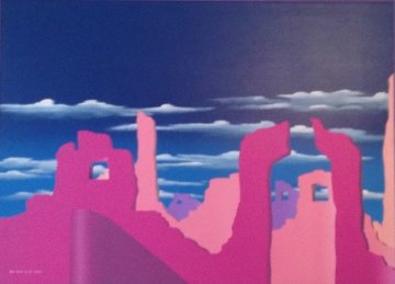 Pink Adobe 1989 50x38 Super Huge Original Painting - Stan Solomon Pink Adobe 1989 50x38 Super Huge Original Painting - Stan Solomon