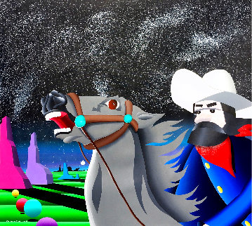Space Cowboy 1992 44x39 Huge Original Painting - Stan Solomon Space Cowboy 1992 44x39 Huge Original Painting - Stan Solomon