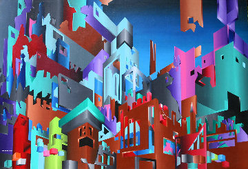 Aztec City (Crosstown Puzzle) 1984 48x72 Original Painting - Stan Solomon Aztec City (Crosstown Puzzle) 1984 48x72 Original Painting - Stan Solomon