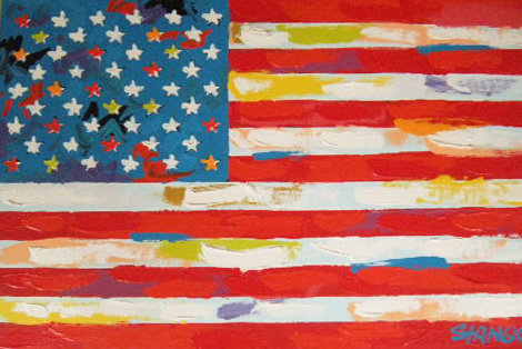 American Flag  2000 33x21 Original Painting - John Stango