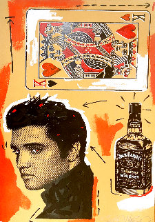 Untitled - Portrait of Elvis 58x36 Huge Original Painting - John Stango