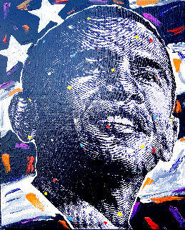 Untitled Portrait of Barack Obama 2009 16x12 Original Painting - John Stango