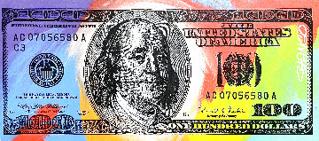 Benjamin Franklin $100 1996 18x41 - Huge Original Painting - John Stango Benjamin Franklin $100 1996 18x41 - Huge Original Painting - John Stango