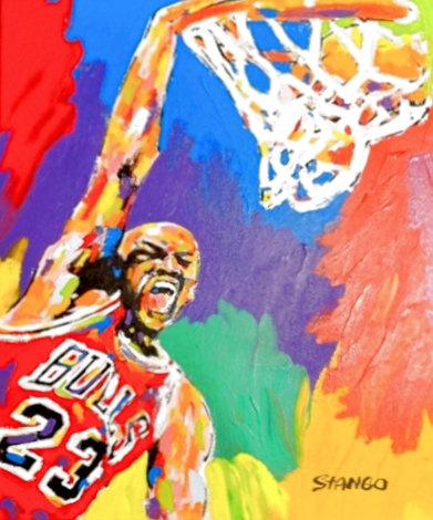 Chicago Bulls Michael Jordan 28x20 Original Painting - John Stango