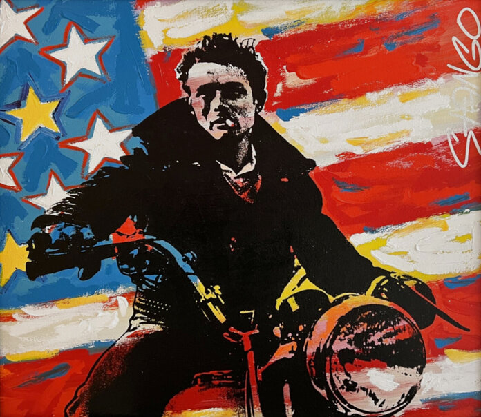 James Dean 29x29 - Framed Oil on Canvas - Signed Twice by John Stango